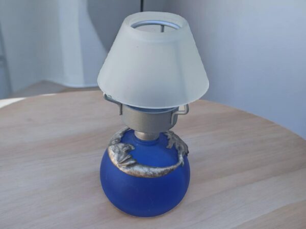 Teelichthalter Flasche Kerzenhalter Blau Sonne Mond Glas Vintage – Bild 2