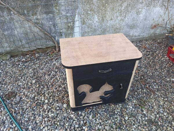 Nachtschränkchen Beistelltisch Squirrel Schwarz Natur Schubladen Eichhörnchen Vintage Upcycling – Bild 4