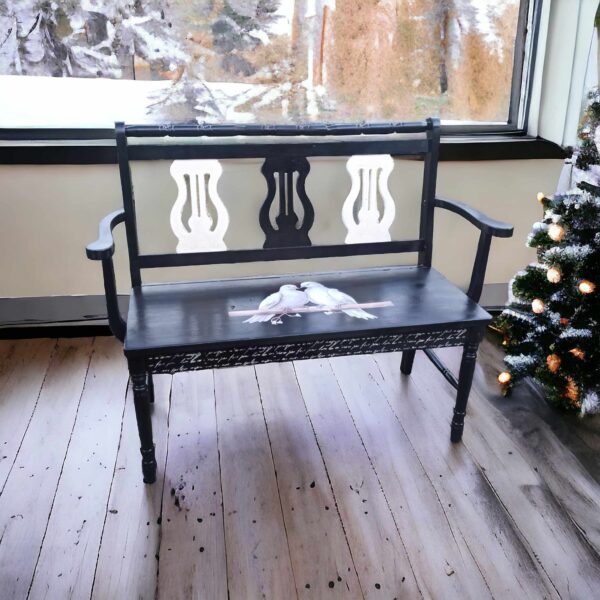 Bank Shabby Holz Schwarz Tauben Romantik Irina Vintage Upcycling – Bild 11