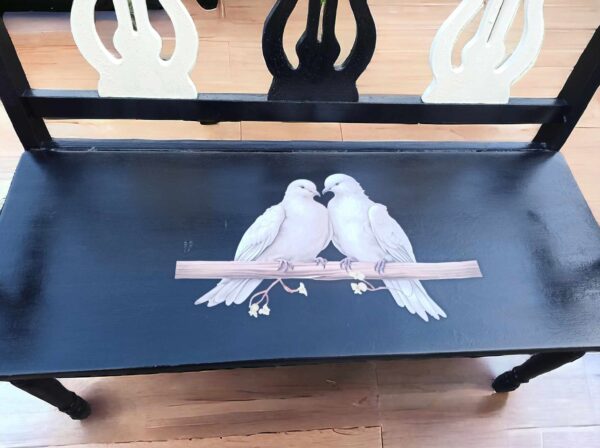 Bank Shabby Holz Schwarz Tauben Romantik Irina Vintage Upcycling – Bild 4