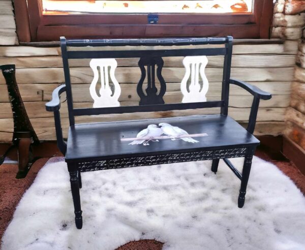 Bank Shabby Holz Schwarz Tauben Romantik Irina Vintage Upcycling – Bild 8