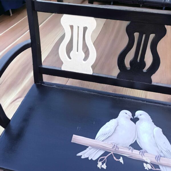 Bank Shabby Holz Schwarz Tauben Romantik Irina Vintage Upcycling – Bild 9