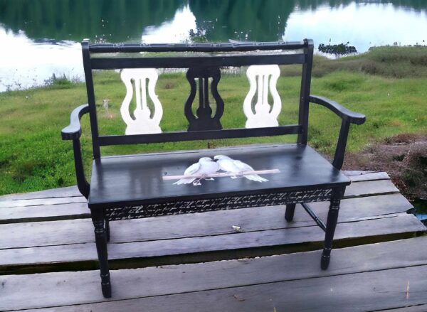 Bank Shabby Holz Schwarz Tauben Romantik Irina Vintage Upcycling