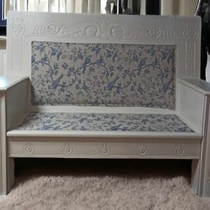 Bank Shabby Holz weiß Blau Groß Schwer Aufbewahrung Vintage Upcycling