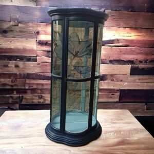 Vitrine Glas Spiegel Blau hellblau Shabby Regal Schrank Licht Vintage Upcycling
