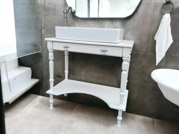 Waschtisch Tisch Becken Shabby Weiß Vintage Upcycling – Bild 2