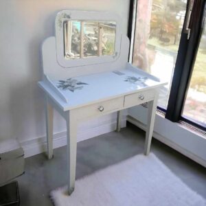 Schminktisch Belle Tisch Shabby upcycling Grau Blumen