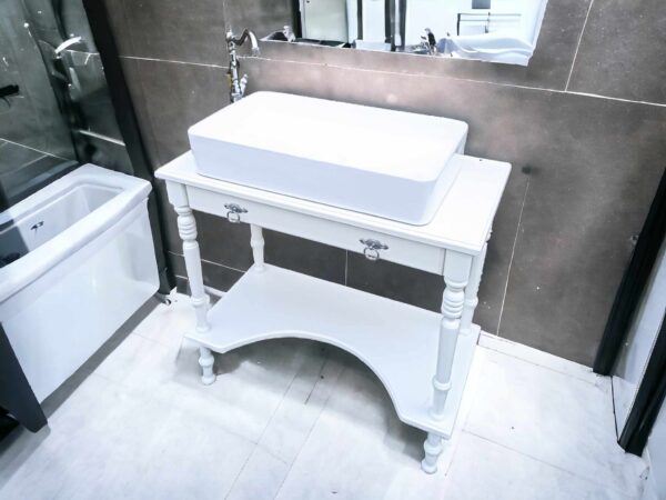 Waschtisch Tisch Becken Shabby Weiß Vintage Upcycling – Bild 5