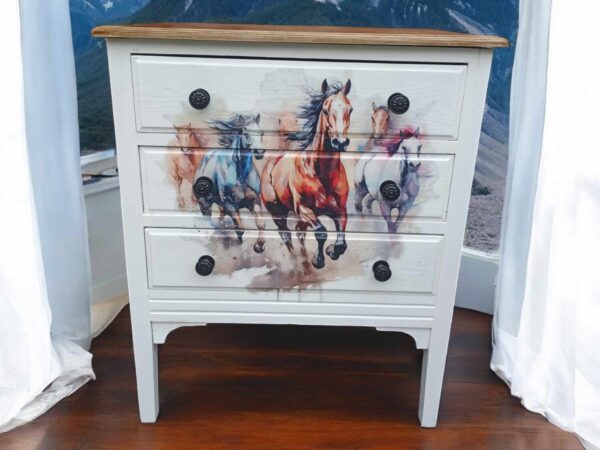Kommode Beistelltisch Shabby Klein Schubladen Pferd Schubladen Vintage Upcycling – Bild 3