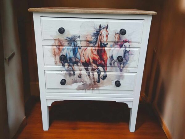 Kommode Beistelltisch Shabby Klein Schubladen Pferd Schubladen Vintage Upcycling – Bild 6