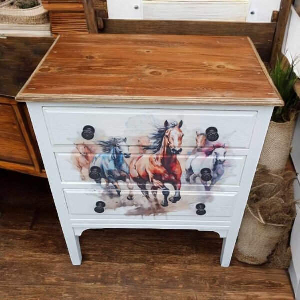 Kommode Beistelltisch Shabby Klein Schubladen Pferd Schubladen Vintage Upcycling – Bild 4