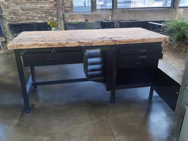Eisentisch Arbeitstisch Loft Rustikal Tisch Holztisch Vintage Upcycling – Bild 4