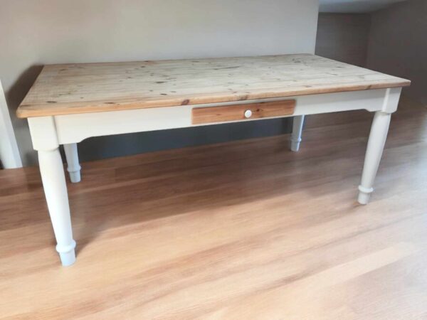Esstisch Tisch Bauerntisch Holz Natur Rustikal Kiefer Groß Schubladen Vintage Upcycling Greta – Bild 3