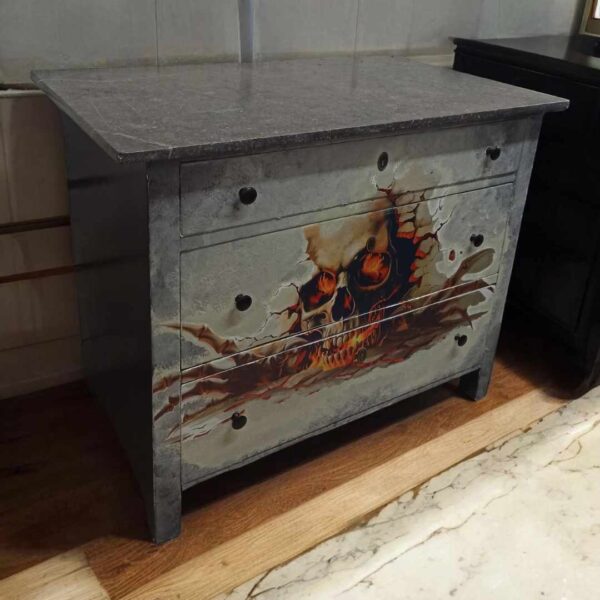 Kommode Sideboard Granitplatte Vintage Upcycling Gothic Alvin – Bild 5