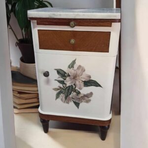 Nachtschränkchen Beistelltisch Shabby Marmorplatte Schubladen Weiß 2 stück vorhanden Vintage Upcycling