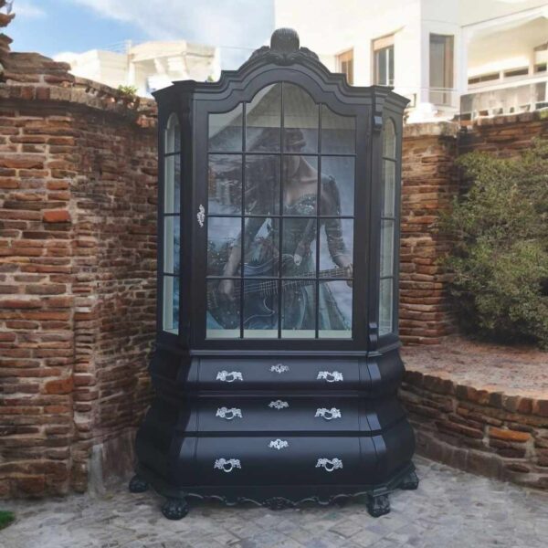 Vitrine Regal Schrank Shabby Vintage Licht Glasböden Upcycling Elli