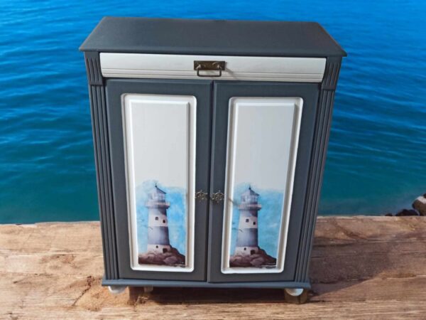 Vertiko Schrank Kommode Maritim Leuchttürme Shabby Vintage Upcycling – Bild 6