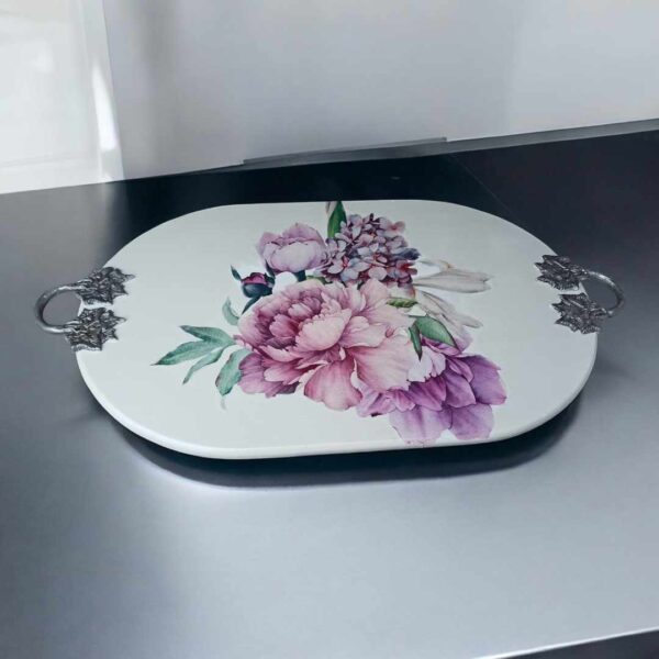 Tablett Groß Blume Shabby Vintage Upcycling – Bild 3