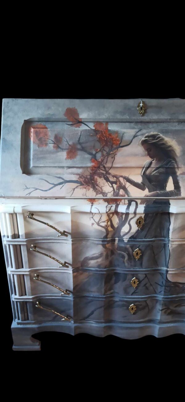 Sekretär Schreibtisch Licht Frau Vitrine Shabby Vintage Upcycling – Bild 14