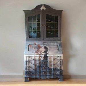 Sekretär Schreibtisch Licht Frau Vitrine Shabby Vintage Upcycling