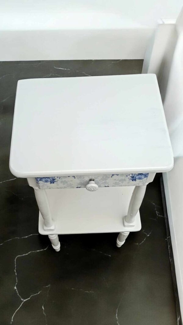 Beistelltisch Schränkchen Blumentisch Weiß blau Schubladen Shabby Vintage Upcycling – Bild 8