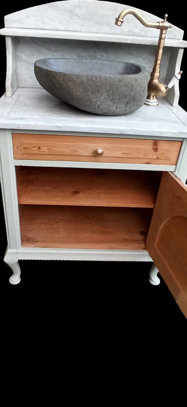 Waschtisch Tisch Steinbecken Shabby Marmor Mintgrün Vintage Upcycling Alma – Bild 4