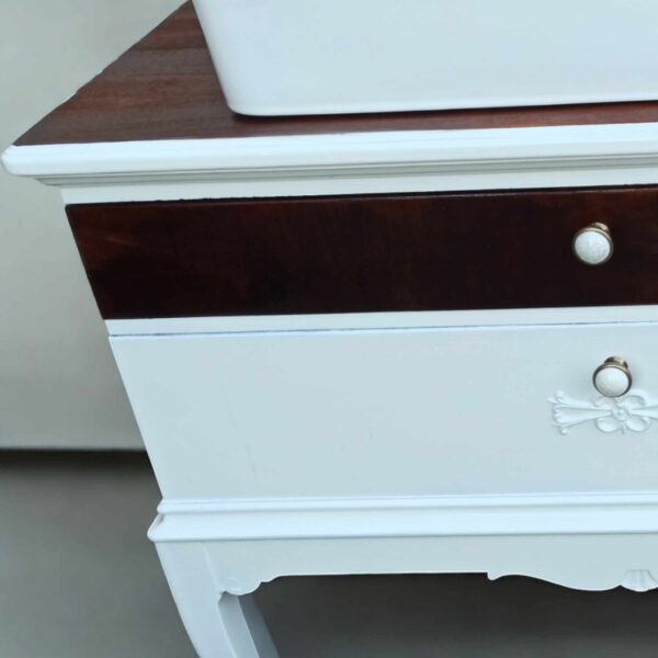 Waschtisch Tisch Becken Shabby Weiß Vintage Upcycling Binja – Bild 3