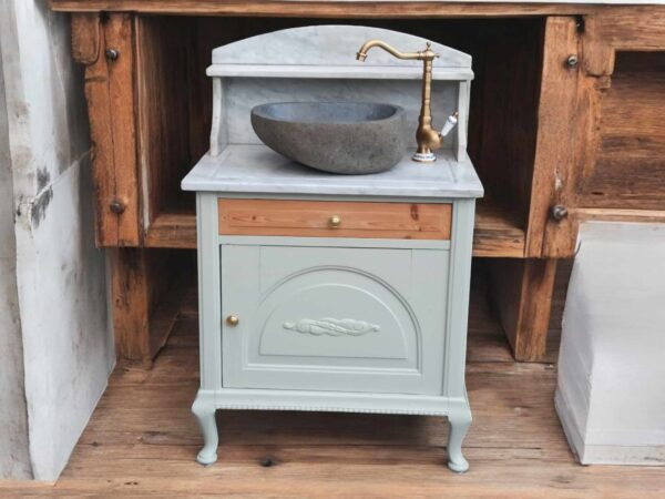 Waschtisch Tisch Steinbecken Shabby Marmor Mintgrün Vintage Upcycling Alma – Bild 2