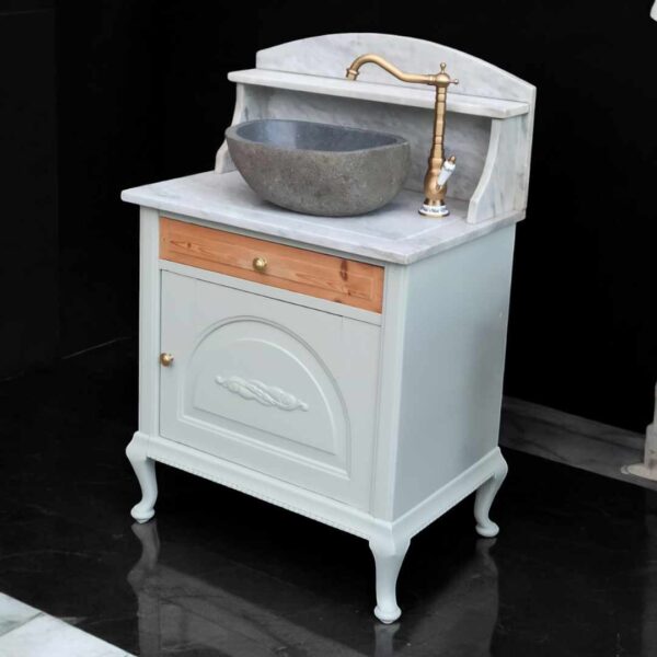 Waschtisch Tisch Steinbecken Shabby Marmor Mintgrün Vintage Upcycling Alma – Bild 5