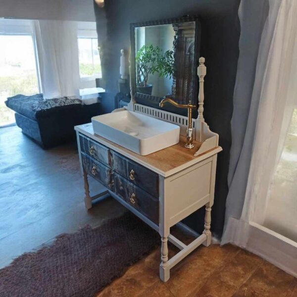 Waschtisch Tisch Barock Shabby Spiegel Frau Spiegelkommode Vintage Upcycling Luisa – Bild 9