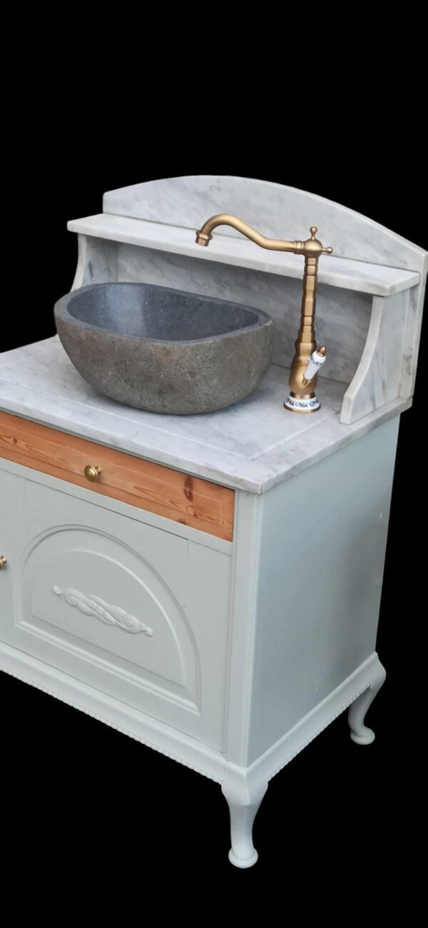 Waschtisch Tisch Steinbecken Shabby Marmor Mintgrün Vintage Upcycling Alma – Bild 7
