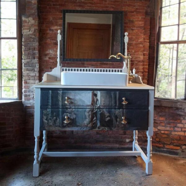 Waschtisch Tisch Barock Shabby Spiegel Frau Spiegelkommode Vintage Upcycling Luisa – Bild 8