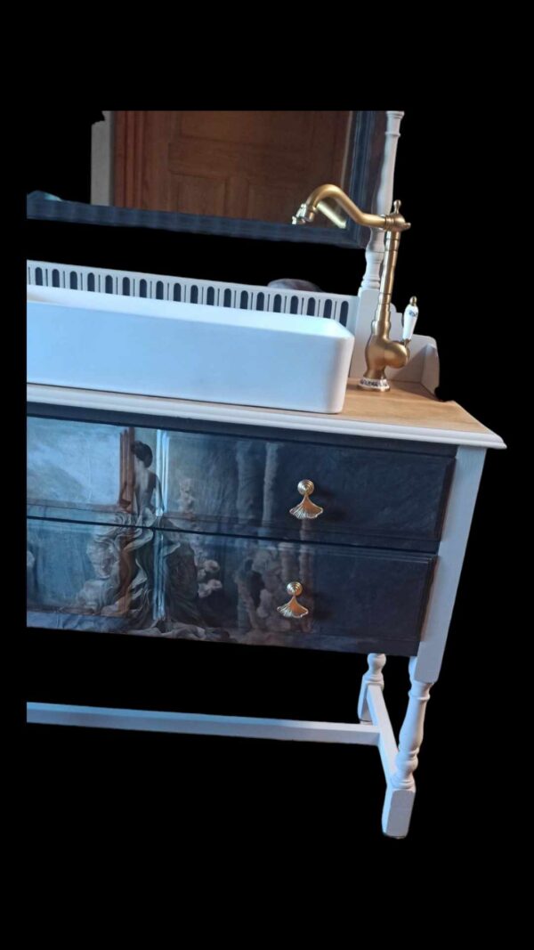 Waschtisch Tisch Barock Shabby Spiegel Frau Spiegelkommode Vintage Upcycling Luisa – Bild 6