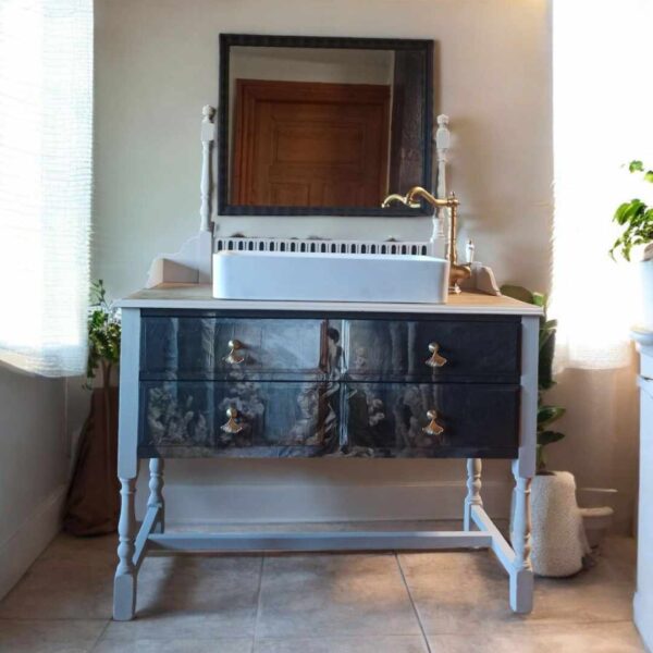 Waschtisch Tisch Barock Shabby Spiegel Frau Spiegelkommode Vintage Upcycling Luisa – Bild 7