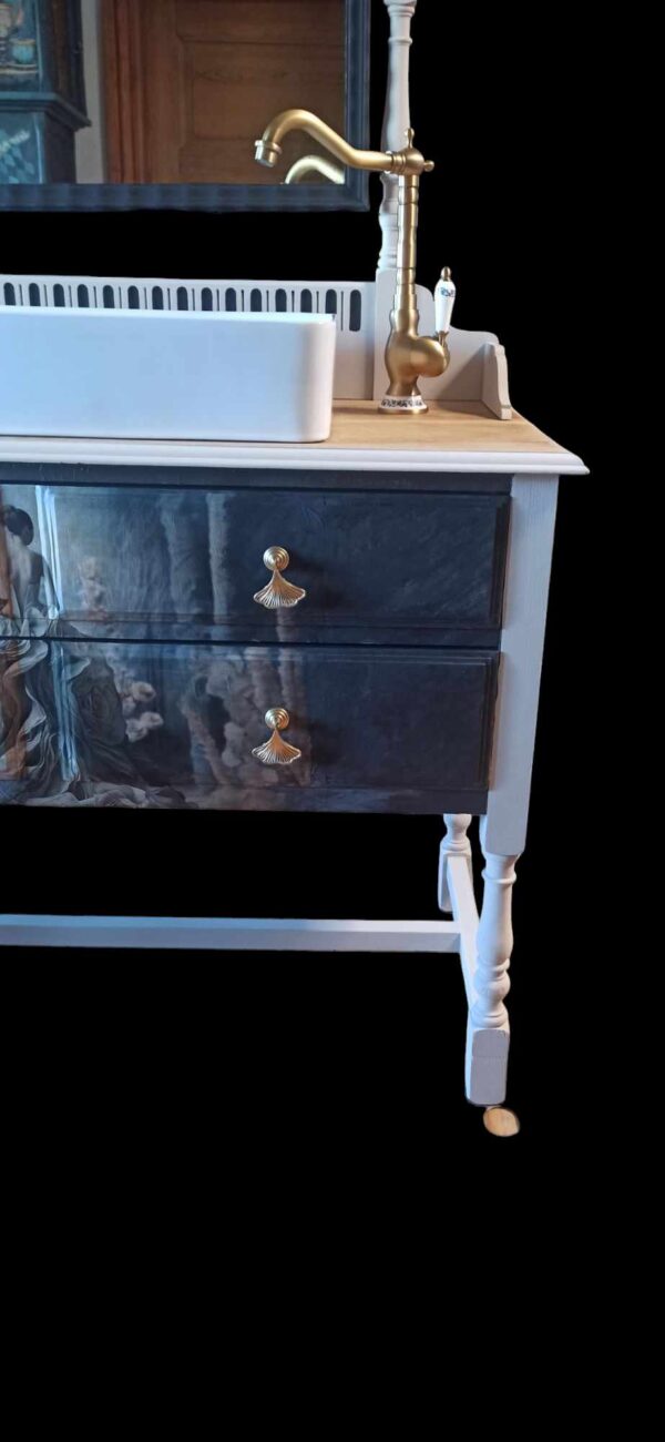 Waschtisch Tisch Barock Shabby Spiegel Frau Spiegelkommode Vintage Upcycling Luisa – Bild 4