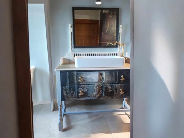 Waschtisch Tisch Barock Shabby Spiegel Frau Spiegelkommode Vintage Upcycling Luisa – Bild 5