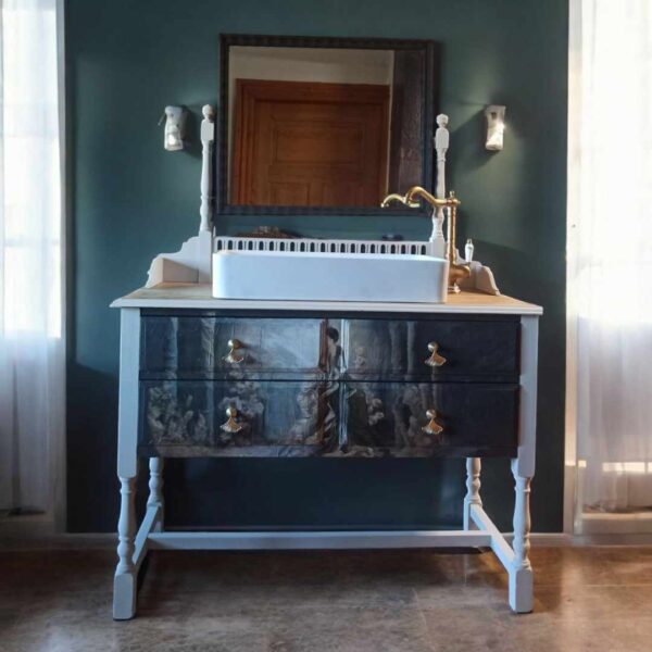 Waschtisch Tisch Barock Shabby Spiegel Frau Spiegelkommode Vintage Upcycling Luisa – Bild 3