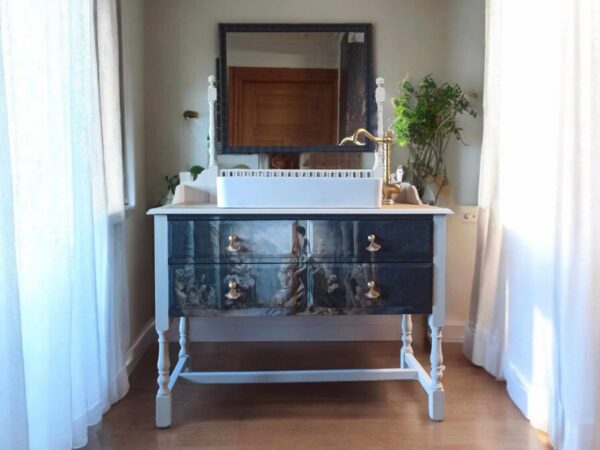 Waschtisch Tisch Barock Shabby Spiegel Frau Spiegelkommode Vintage Upcycling Luisa