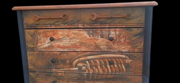 Kommode Auto Klaus Shabby Schraubenschlüssel Rost Schwarz Schubladen Vintage Upcycling – Bild 8