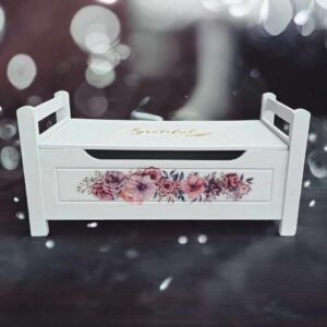 Bank Truhenbank Shabby Grau Blumen Sitzbank Vintage Upcycling Joy
