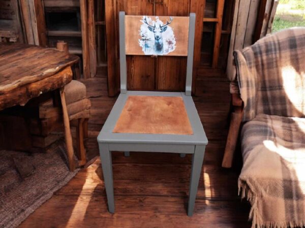 Stuhl Natur Holz Hirsch Holzstuhl Shabby Vintage Upcycling