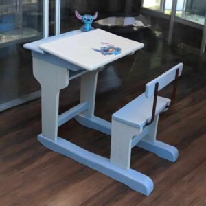 Bank Shabby Schulbank Kinder Bank blau grau Vintage Upcycling