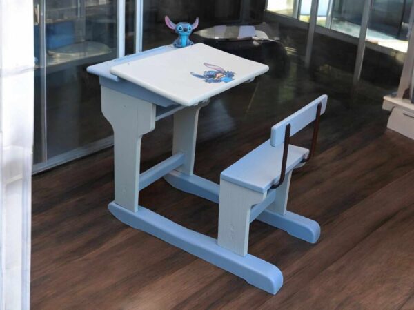 Bank Shabby Schulbank Kinder Bank blau grau Vintage Upcycling