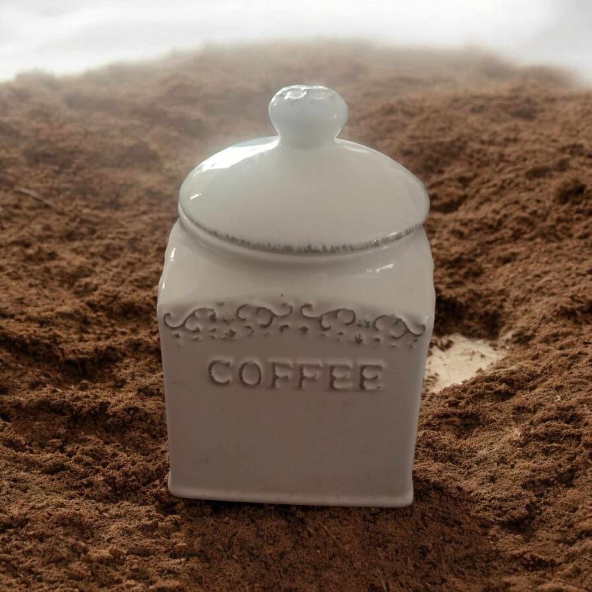 Vorratsgefäß Keramik Shabby Kaffee Vorratsbehälter weiß – Bild 2