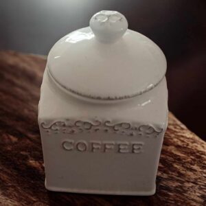 Vorratsgefäß Keramik Shabby Kaffee Vorratsbehälter weiß