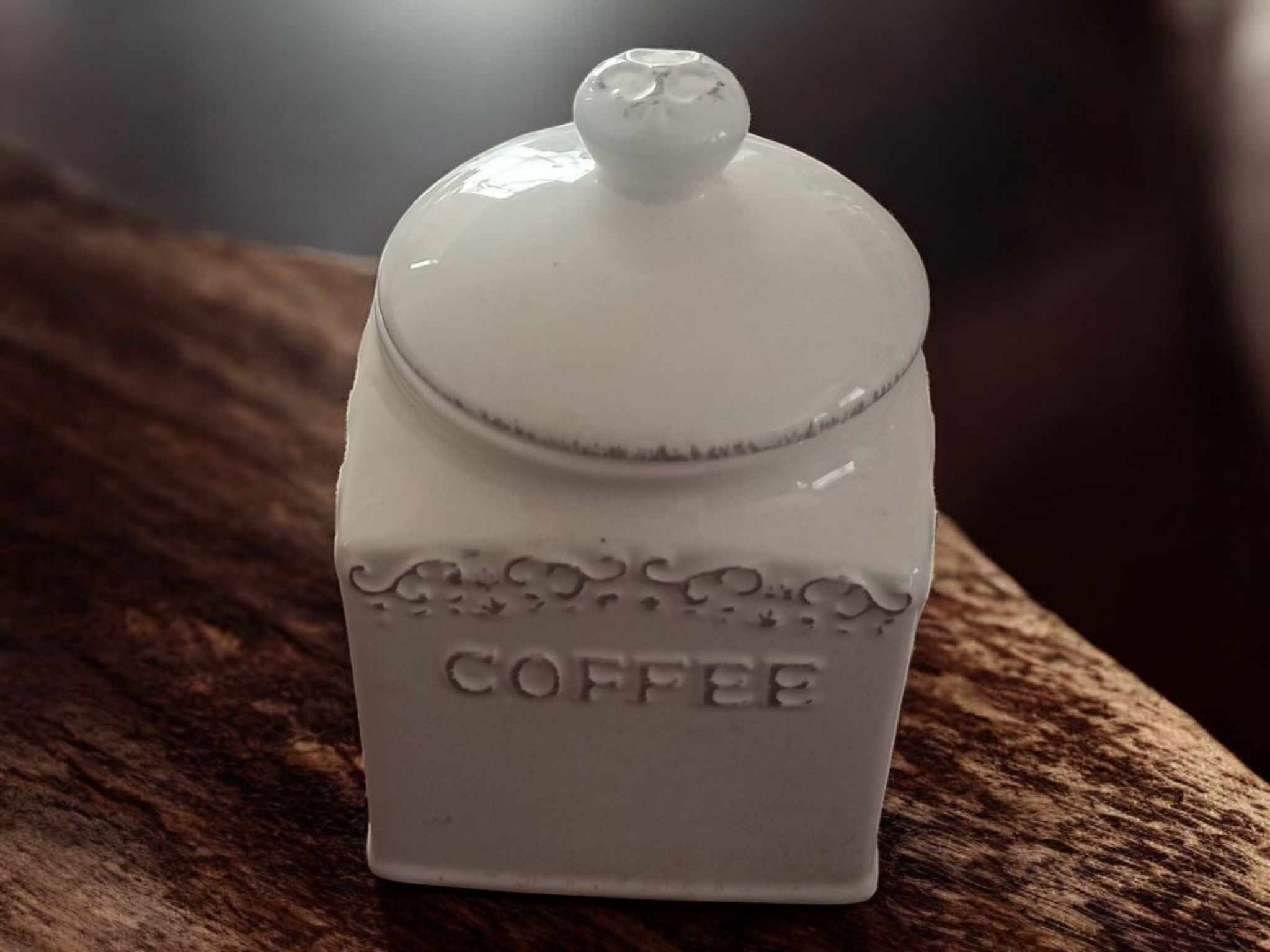 Vorratsgefäß Keramik Shabby Kaffee Vorratsbehälter weiß