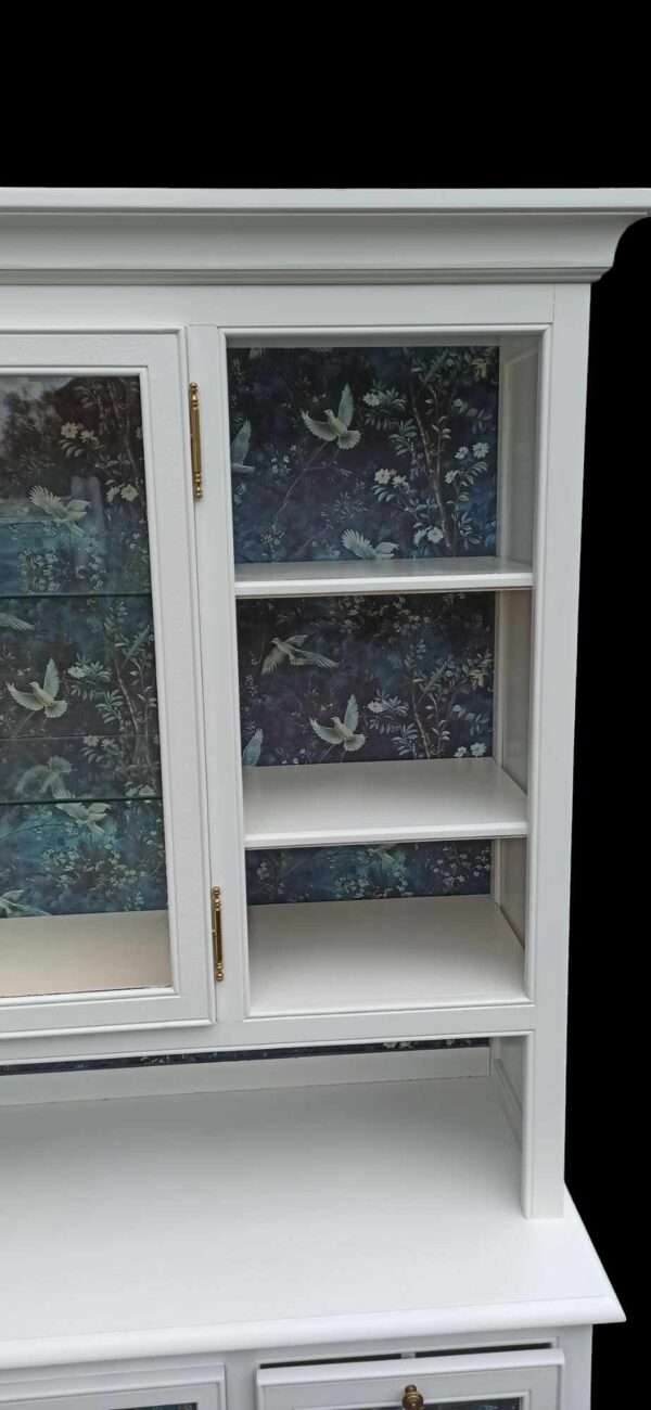 Buffet Vitrine Regal Shabby Upcycling Vintage Weiß Petrol Licht Lorelei – Bild 4