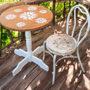 Tisch Beistelltisch weiß shabby Holz Blumen Vintage Upcycling