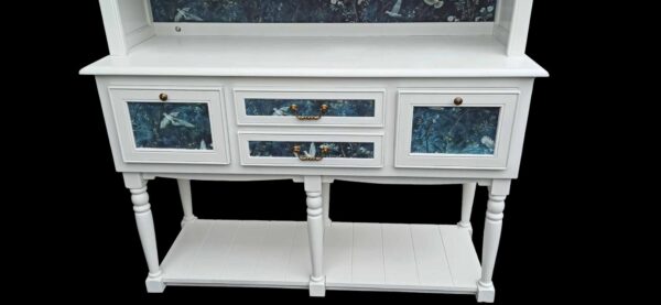 Buffet Vitrine Regal Shabby Upcycling Vintage Weiß Petrol Licht Lorelei – Bild 5