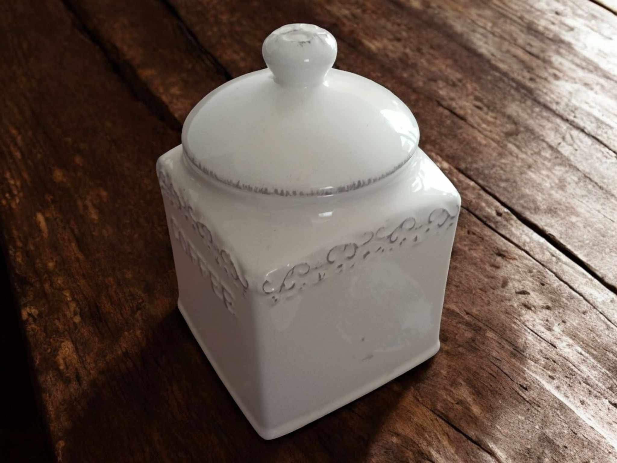 Vorratsgefäß Keramik Shabby Kaffee Vorratsbehälter weiß – Bild 4